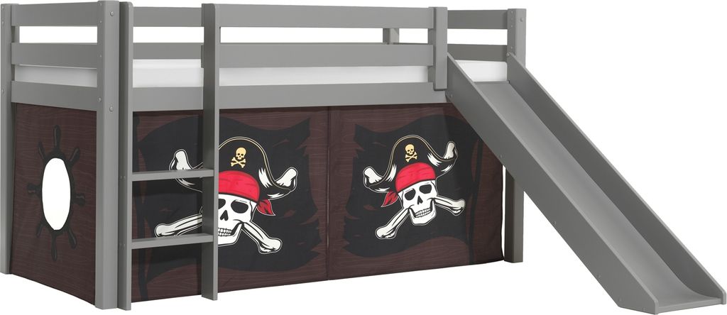 Spielbett >PINO< in Kiefer massiv grau lackiert - 210x114x218 (BxHxT)