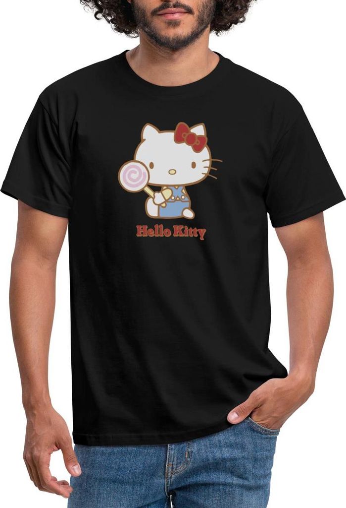 Spreadshirt Hello Kitty Mit Lollipop Männer T-Shirt, 4XL, Schwarz