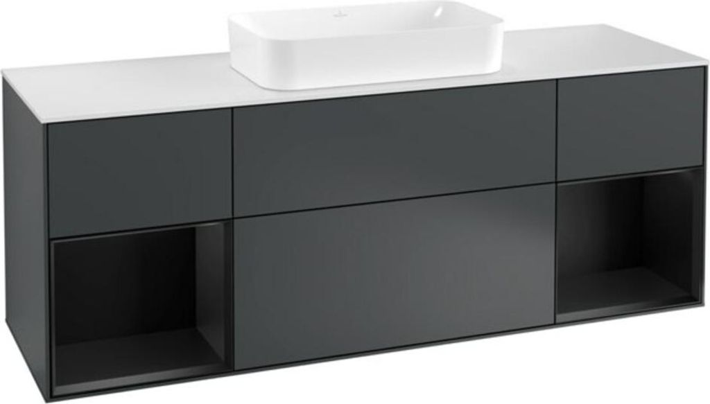 V&B Waschtischunterschrank Abdeckplatte wh. m Finion 160x60cm, Reg bla m Lac, md bl. m Lac