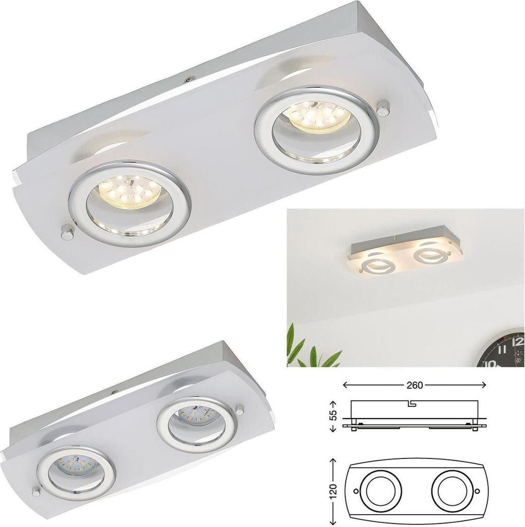 LED Deckenleuchte nickel chrom Spotbalken 2 Flammig Lampe Leuchte 3179-028