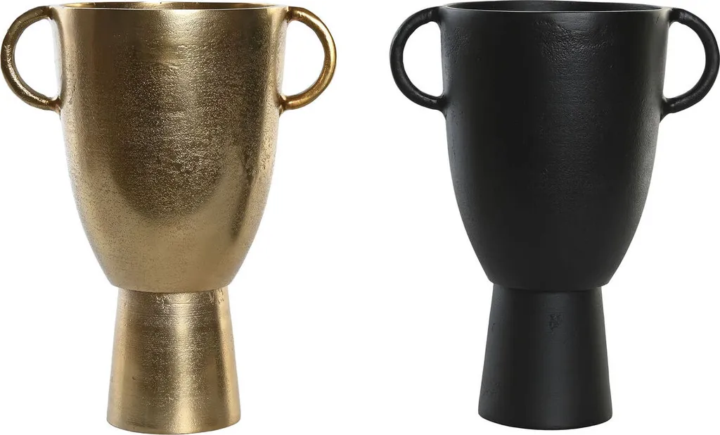 Vase Moderne Incassable Noir et Or Aluminium 29 cm - Duo Décoratif
