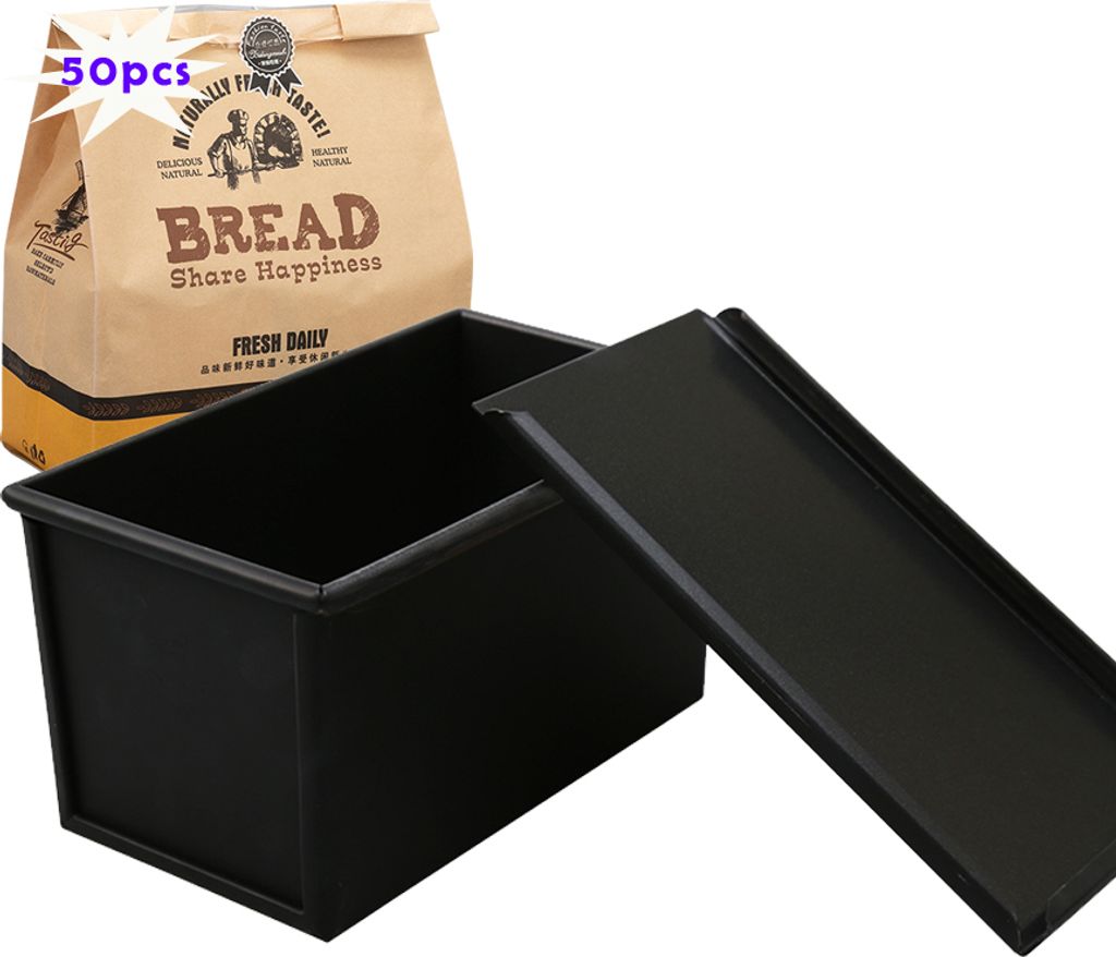 1 Stuck Für 450g Teig Toast Brot Backform Gebäck Kuchen Brotbackform Mold Backform mit Deckel und 50x Brottasche