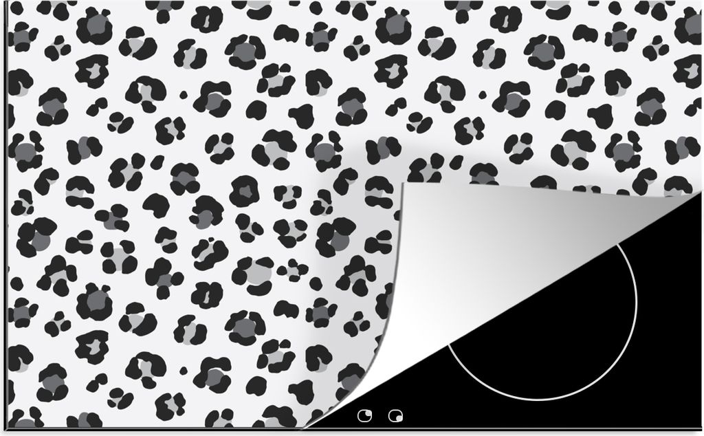 KitchenYeah Herdabdeckplatte Tierprint - Panther - Schwarz - Grau , 81x52cm, Küche Deko, Glaskeramikfeld Herdabdeckung, Abdeckplatte fùr Kochfeld