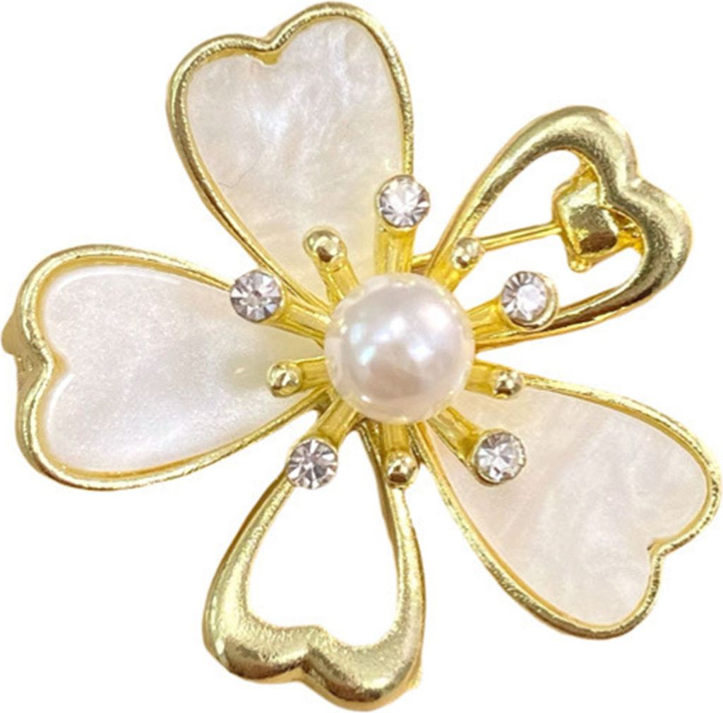 Süße Perlenblumenbrosche, eleganter Legierungsschmuck, antioxidativer und rostfreier Anstecknadel für Damen, Kleidungszubehör