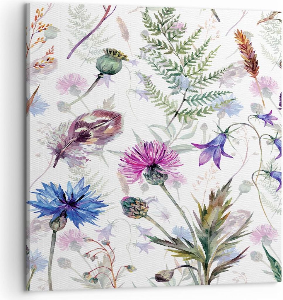 Bild auf Leinwand - Leinwandbild - Blume Wiese Natur - 50x50cm - Wand Bild - Wanddeko - Wandbilder - Leinwanddruck - Bilder - Kunstdruck - Wanddeko...