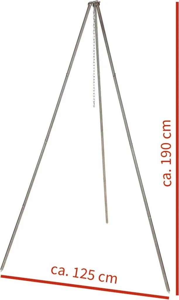 Trépied de cuisson pour feu de camp FoxOutdoor inox 1,9 m polyvalent - 3