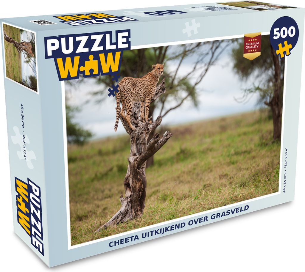 MuchoWow Puzzle 500 Teile Gepard mit Blick über den Rasen - 500 Teile - Kinder - Selberbauen - Puzzlespiele