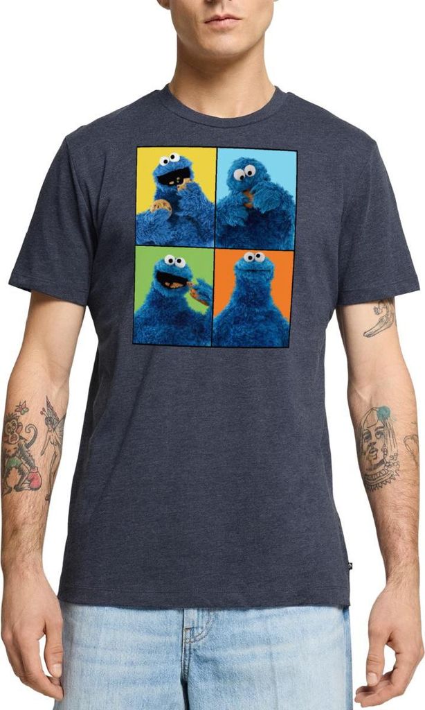 Spreadshirt Sesamstraße Krümelmonster Posen Männer Premium T-Shirt, S, Jeansblau