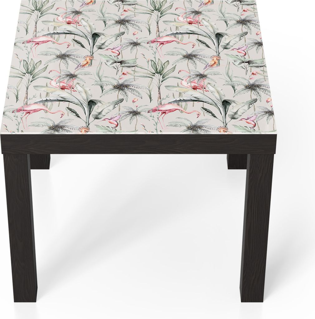 DEQORI Couchtisch 55x55 cm Schwarz 'Flamingo Grünland' Glas Beistelltisch Glastisch modern