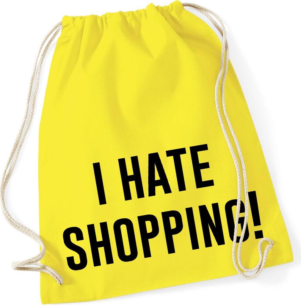 Huuraa Tasche I hate shopping Geschenk Beutel Yellow 12 Liter Baumwolle I hate shopping Souvenir
