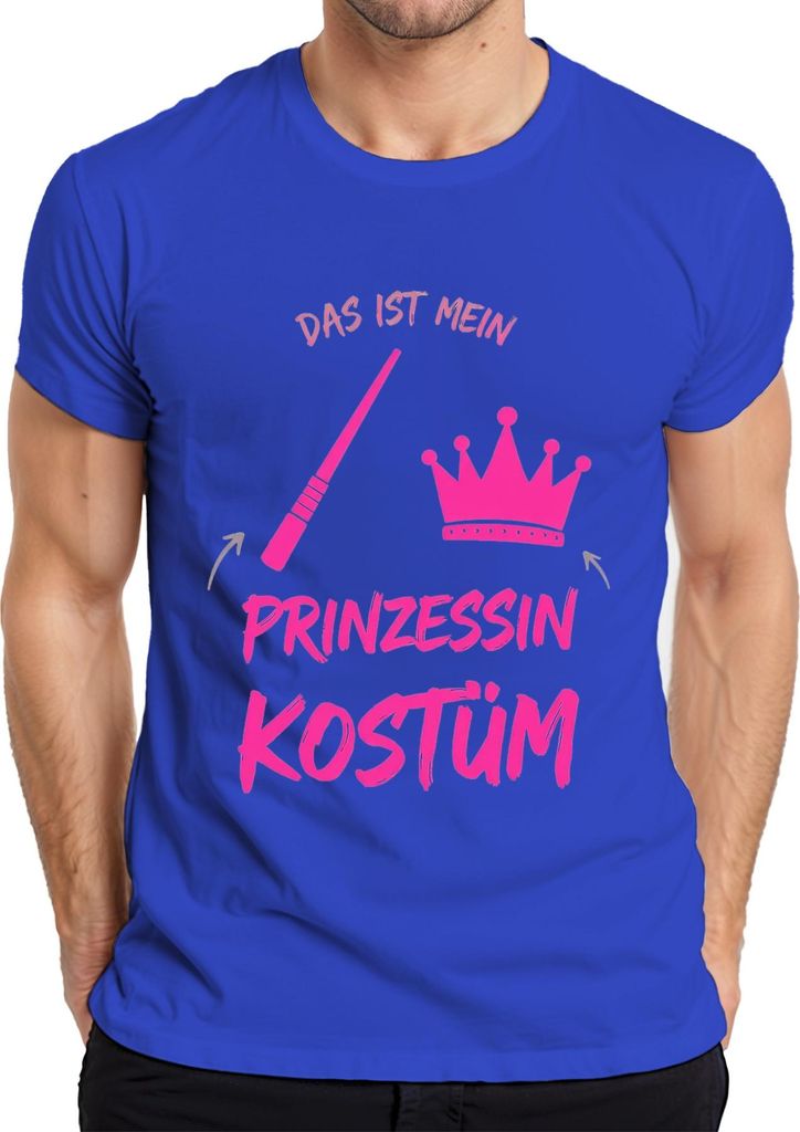 Prinzessin Kostüm Krone Zauberstab Karneval Fasching Geschenk Herren T-Shirt, Blau, L