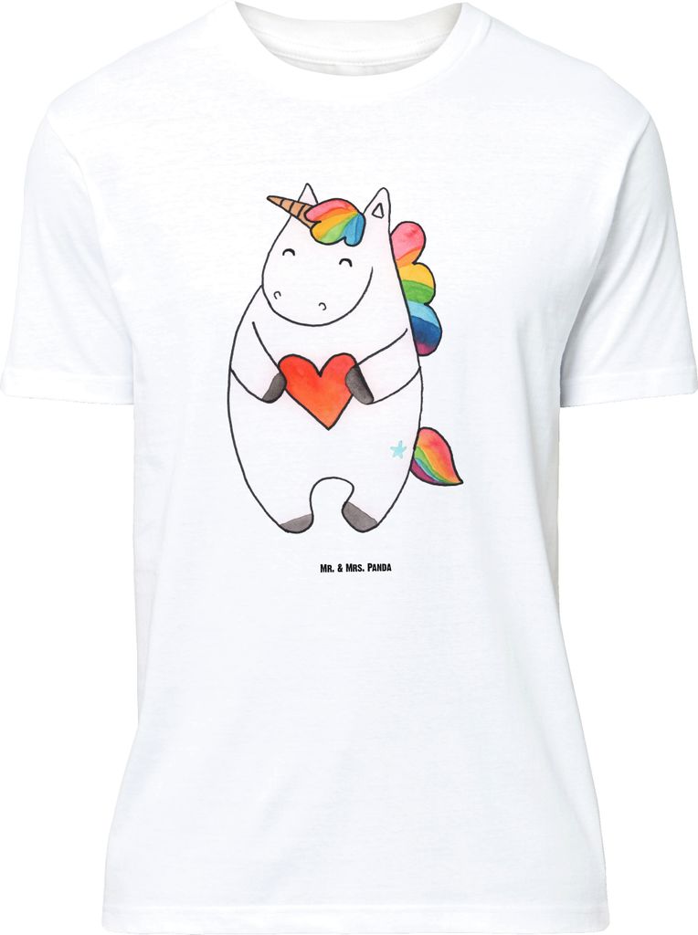 Mr. & Mrs. Panda T-Shirt Einhorn Herz - Weiß - Geschenk, Produktbild 