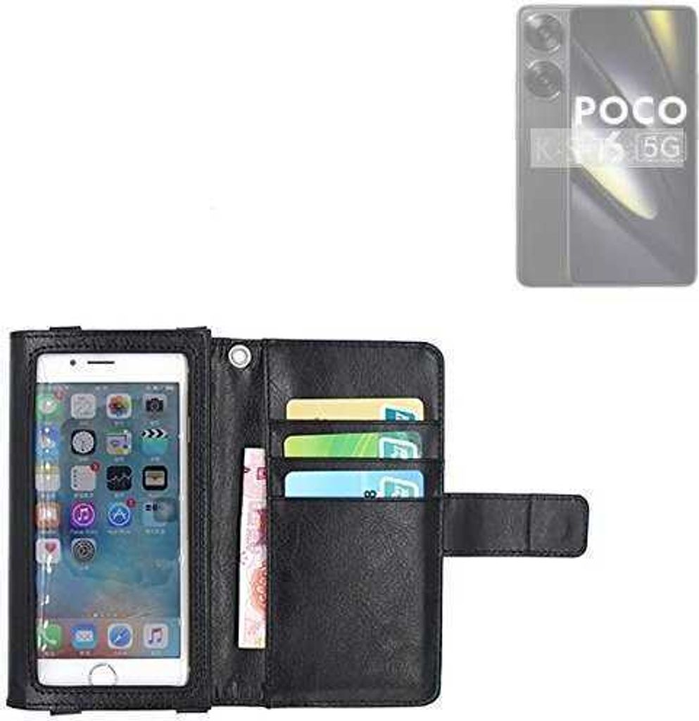 K-S-Trade Handy Hülle Schutz Hülle Kompatibel mit POCO F6 Case mit Displayschutz / Schutzfolie Flip Cover Wallet case Etui Hülle schwarz