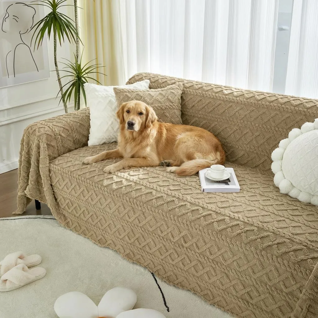Copridivano 180x260 Easy Home Peluche Jacquard Caffè - Design Moderno