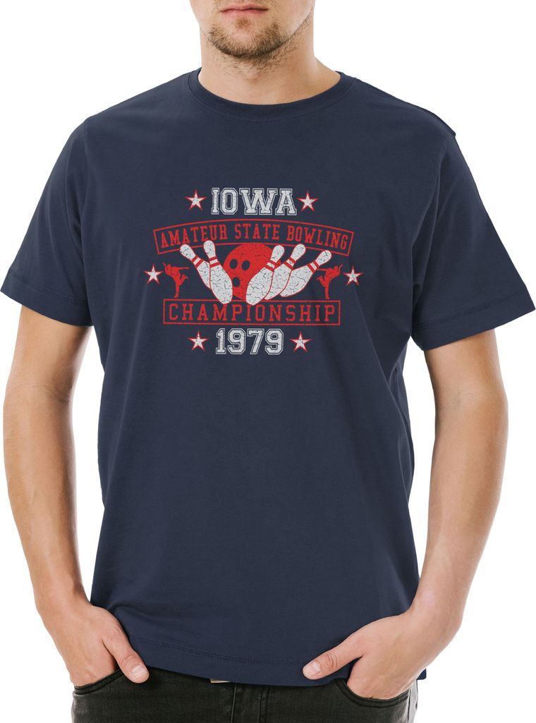 Urban Backwoods Iowa Amateur State Bowling, Herren T-Shirt, Farbe: Navy, Größe: 4XL