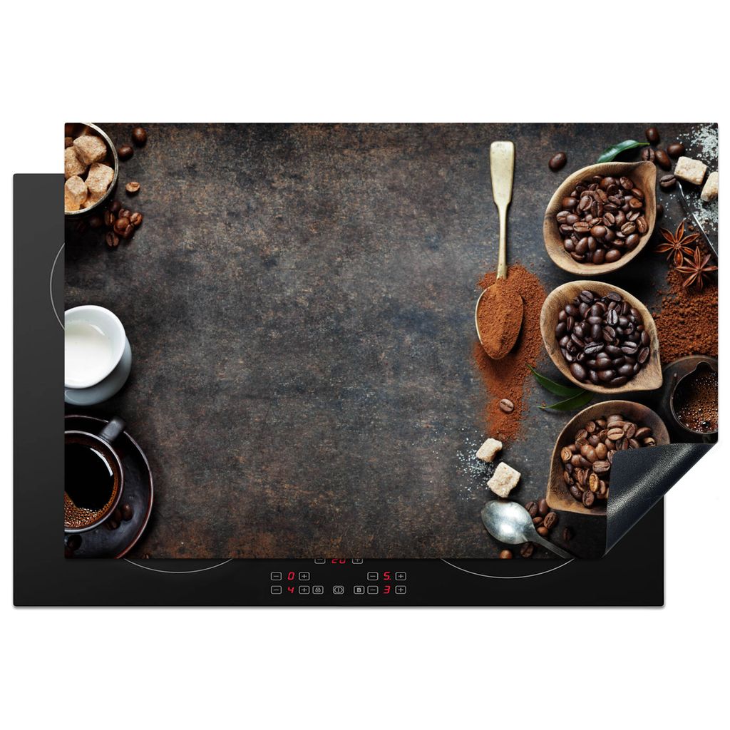 KitchenYeah Herdabdeckplatte Stilleben - Kaffee - Kaffeebohnen , 78x52cm, Küche Deko, Glaskeramikkochfeld Herdabdeckung, Abdeckplatte fùr Kochfeld
