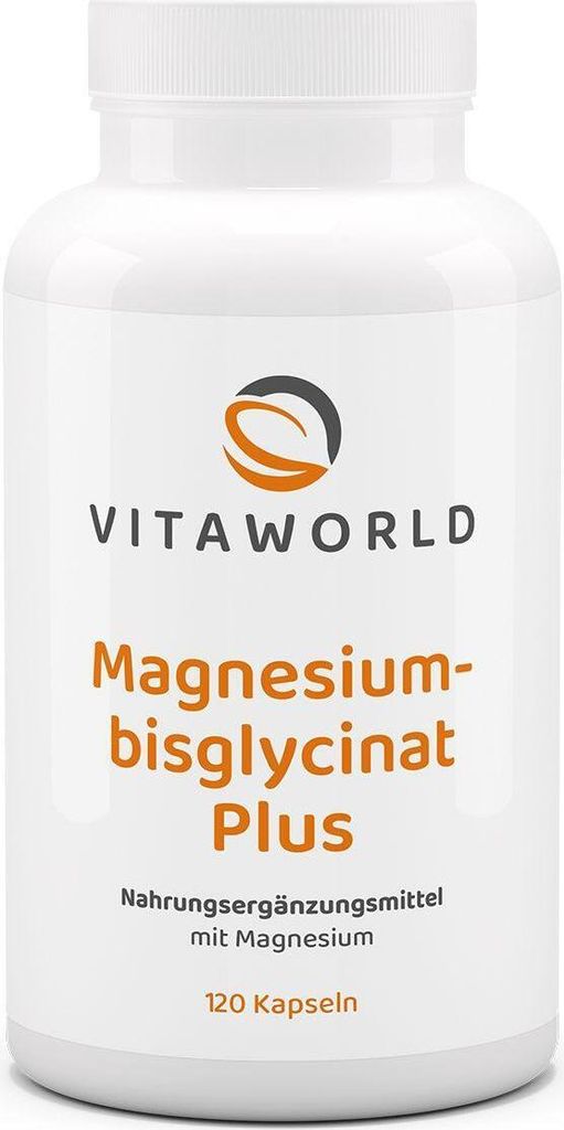 Vitaworld Magnesiumbisglycinat Plus | 120 Kapseln | 333 mg Magnesium pro Tagesdosis | hohe Bioverfügbarkeit | vegan