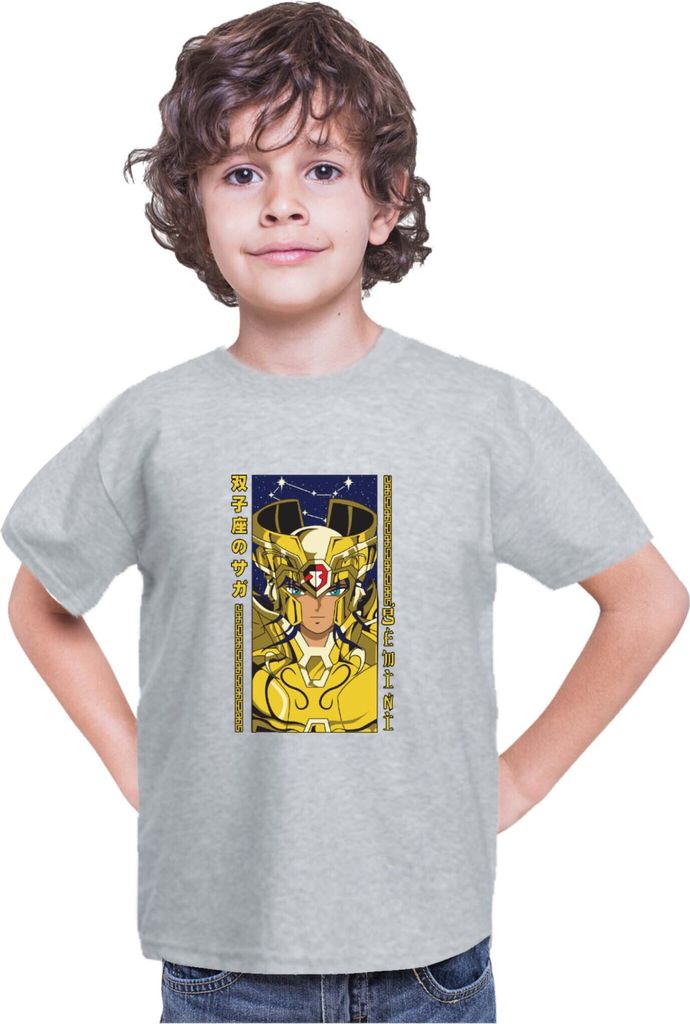Kinder T-Shirt Japan Anime Manga Saint Anime Seiya Gemini Gemini, 12-13 Jahr - 152 / Grau