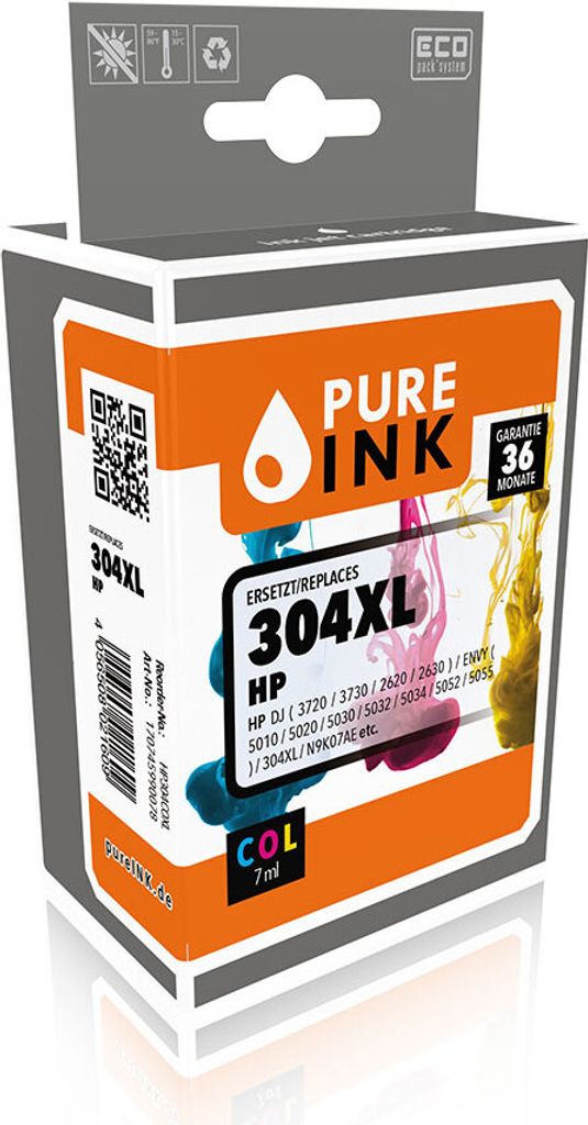 pureINK HP 304 Color XL Druckerpatrone