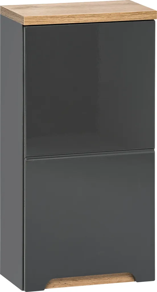 FURNLUX Bali Armoire Supérieure Graphite et Chêne 35cm Meuble de Rangement