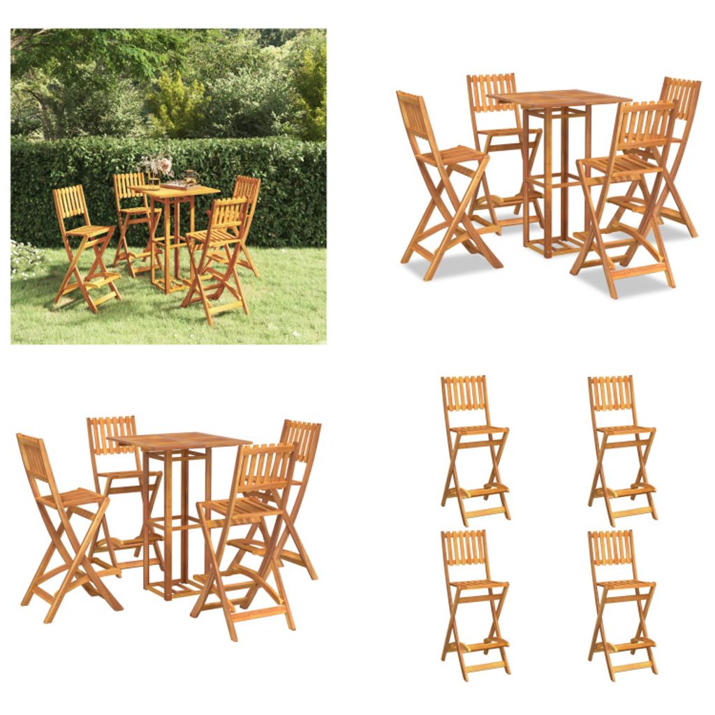 vidaXL 5 tlg. Gartenbar Set Massivholz Akazie - Gartenbar-Set - Gartenbar-Sets - Bar-Set - Bistro-Set