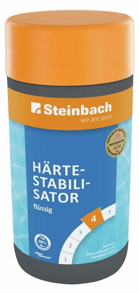Steinbach Härtestabilisator flüssig 1 l | gegen Kalkausfällungen & Ablagerungen | verhindert Wassertrübungen | bindet Metallionen im Poolwasser...
