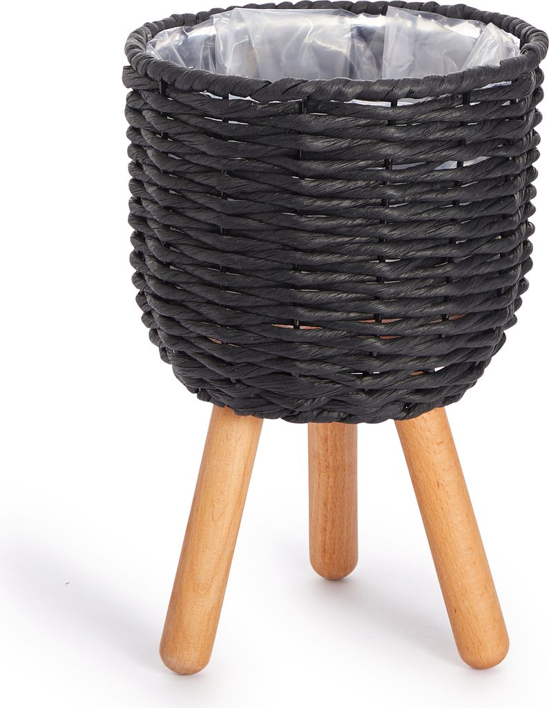 Blumentopf Übertopf Groß Blumenkübel Innen Pflanzentopf Set Korb Geflochten Holz 2pcs Set / Design 3