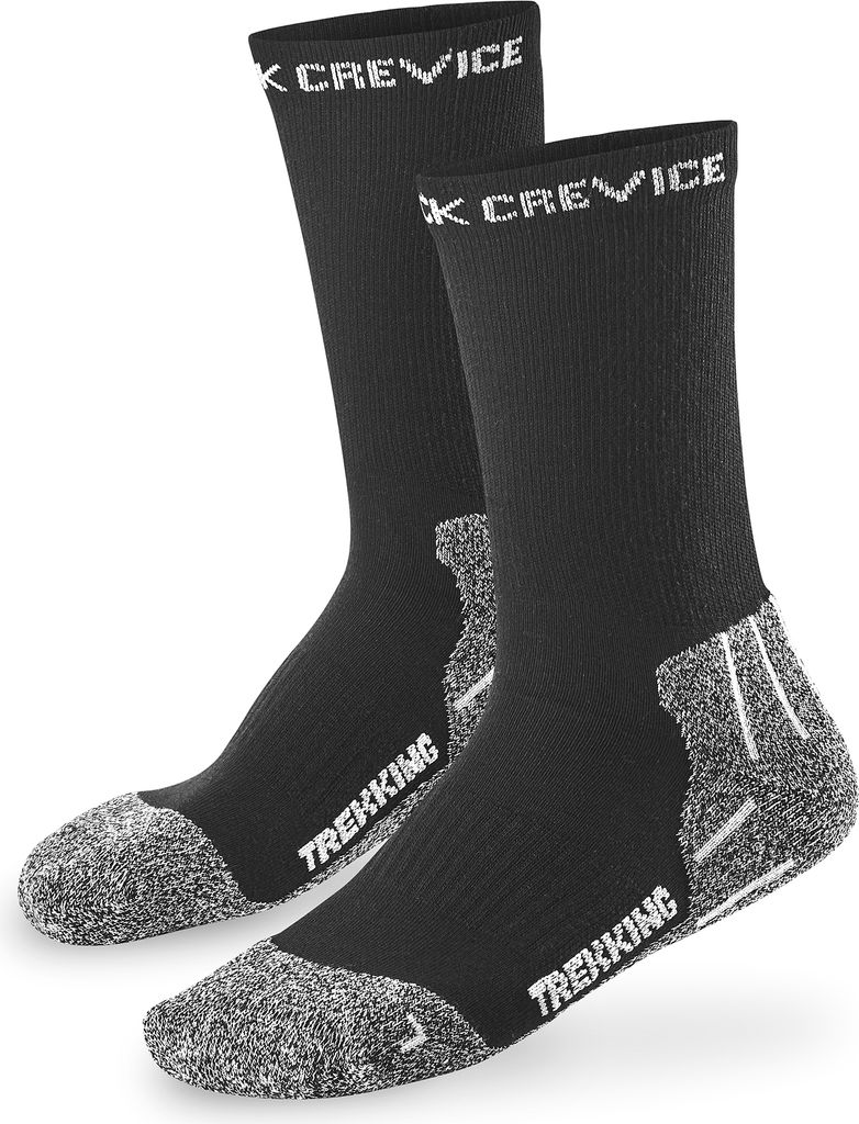 BLACK CREVICE - Damen/Herren/Kinder - Trekking-, Sport- & Wandersocken - 3 Paar | Farbe: Schwarz/Orange | Größe: 3 (43-46)
