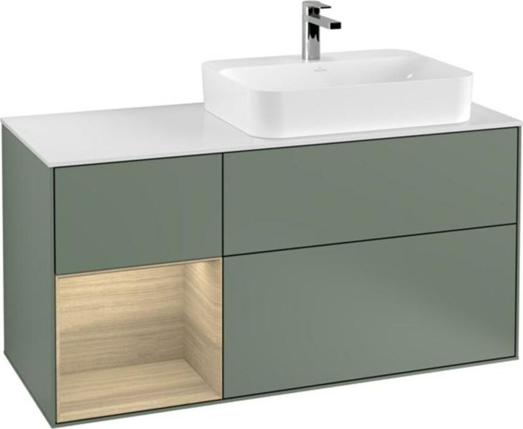 V&B Waschtischunterschrank Finion 120cm, Pl w m, Reg li Oa ven, Oli. m Lac