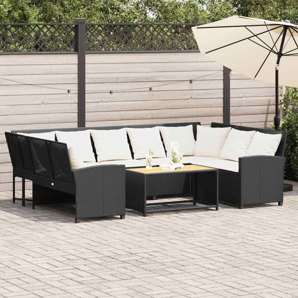 Maison Exclusive - Gartensofa mit Kissen Schwarz Poly Rattan