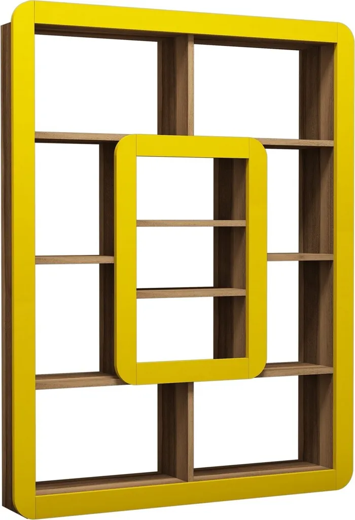 Skye Decor Orkide Bibliothèque Walnut Yellow Noyer 108x140x22 cm