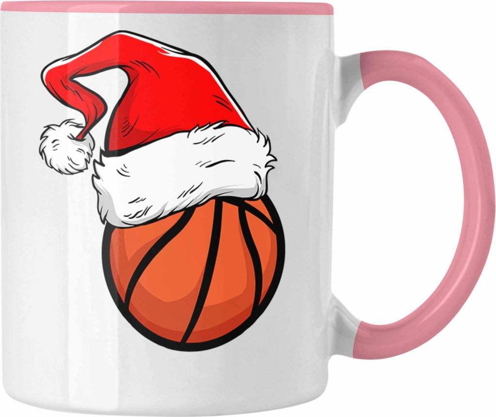 Trendation - Basketball Weihnachten Tasse Geschenk Basketballspieler Geschenkidee (Rosa)