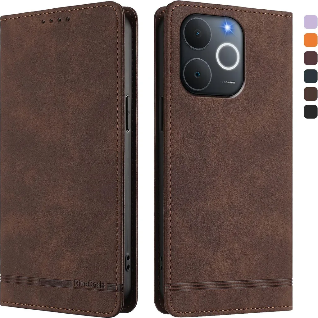 Custodia Flip Realme Note 70/Note 70T Marrone Pelle Retrò Portafoglio