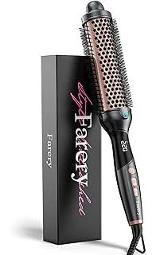 Farery Thermobürste, Thermal Brush, 38mm Heiße Bürste für lockeres & voluminöses Haar, Keramik-Turmalin-Ionen-Lockenstabbürste Thermobürste,...
