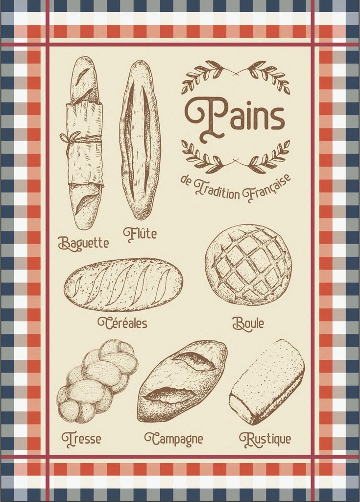 Geschirrtuch aus Baumwolle Brote französische Tradition Produktbild 