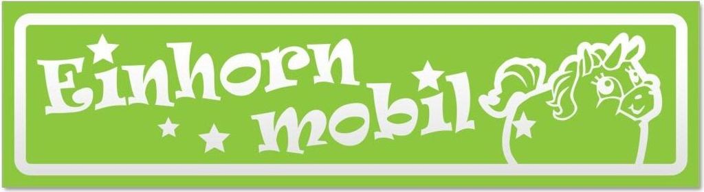 Kiwistar Einhorn Mobil invertiert Magnetschild Schild magnetisch - 20cm Lindgrün - Magnetfolie für Auto PKW Kfz