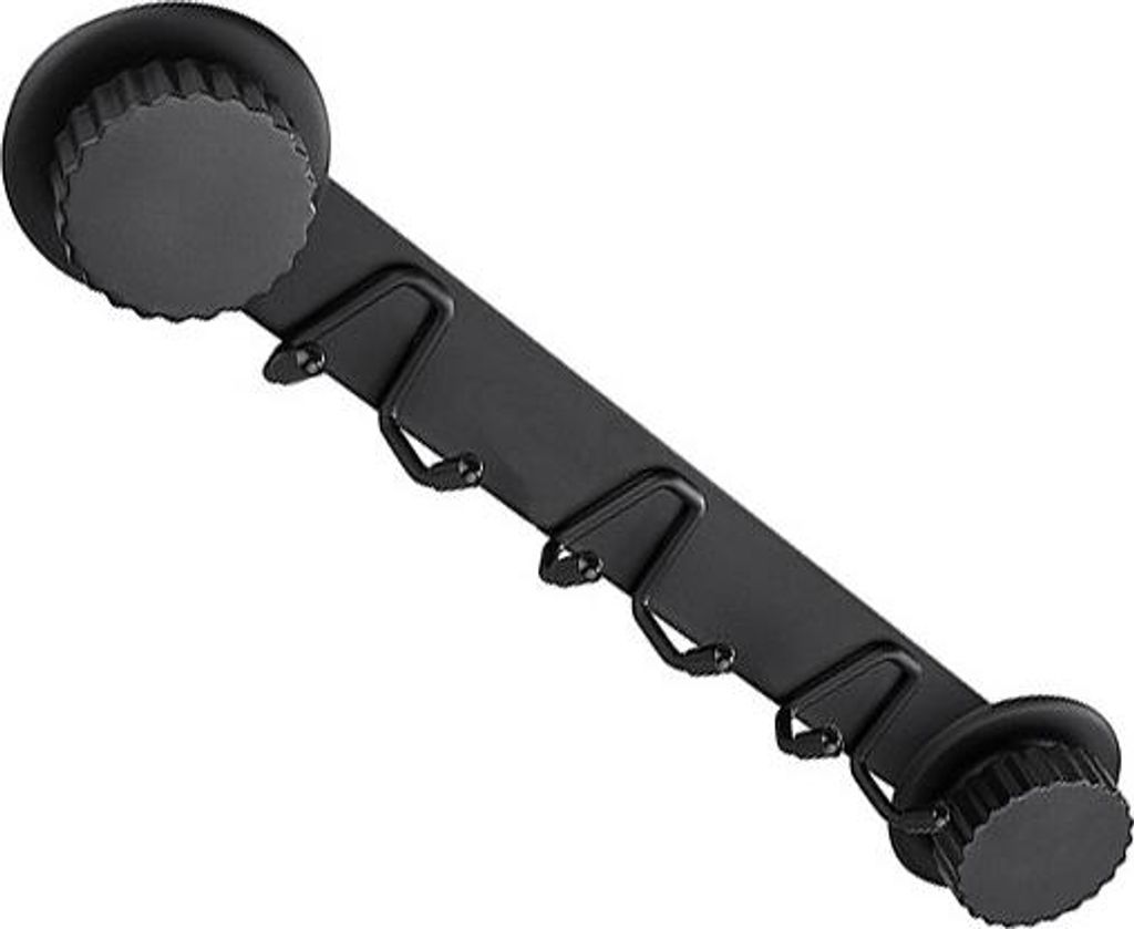 INF Saugfähiger Hakenleiste mit 6 Haken - Edelstahl, 34.5cm für Küche & Bad Schwarz