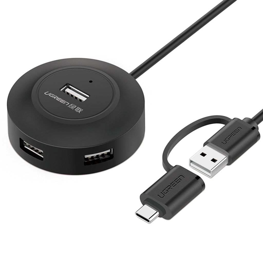 Ugreen HUB 4in1 USB-A - 4xUSB-A 2.0 480Mb/s 1m schwarz Produktbild 