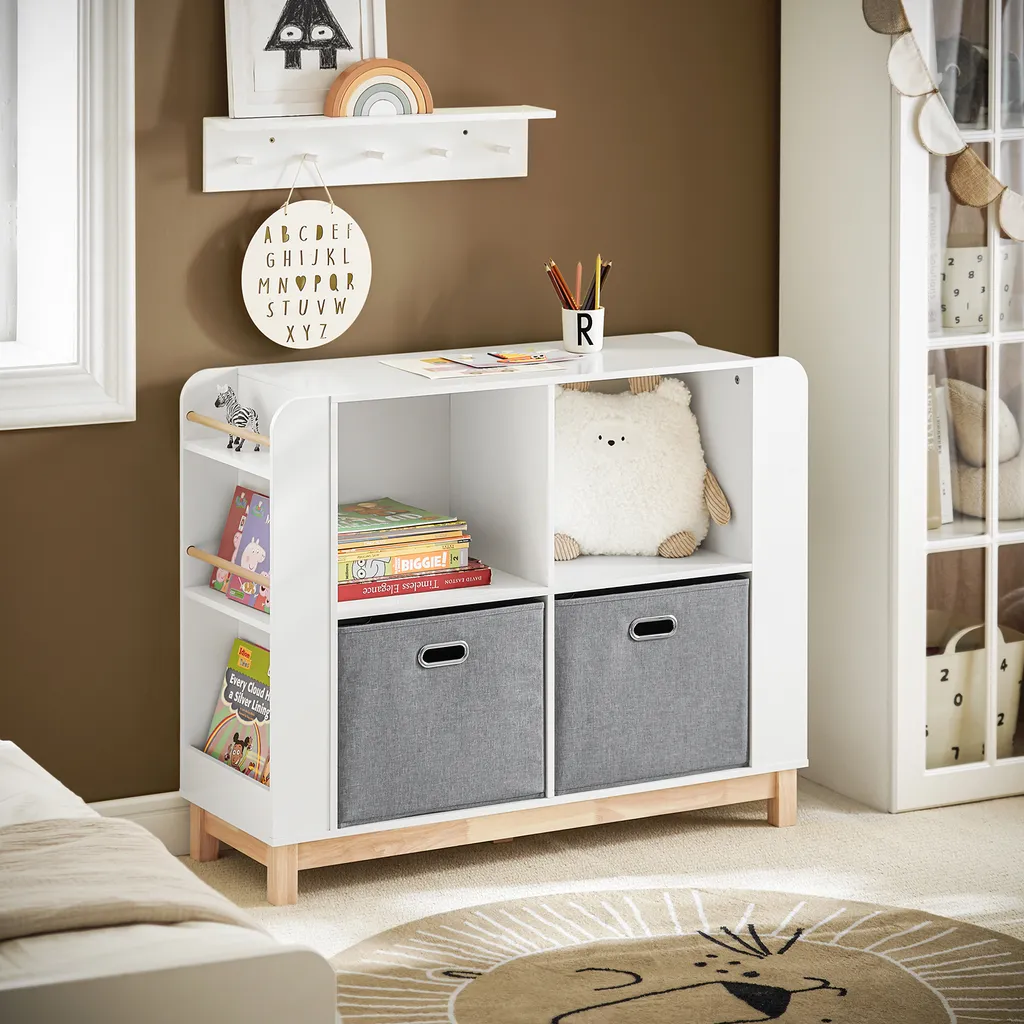 Étagère de Rangement Enfant en Bois Blanc - Design Ergonomique SoBuy KMB85