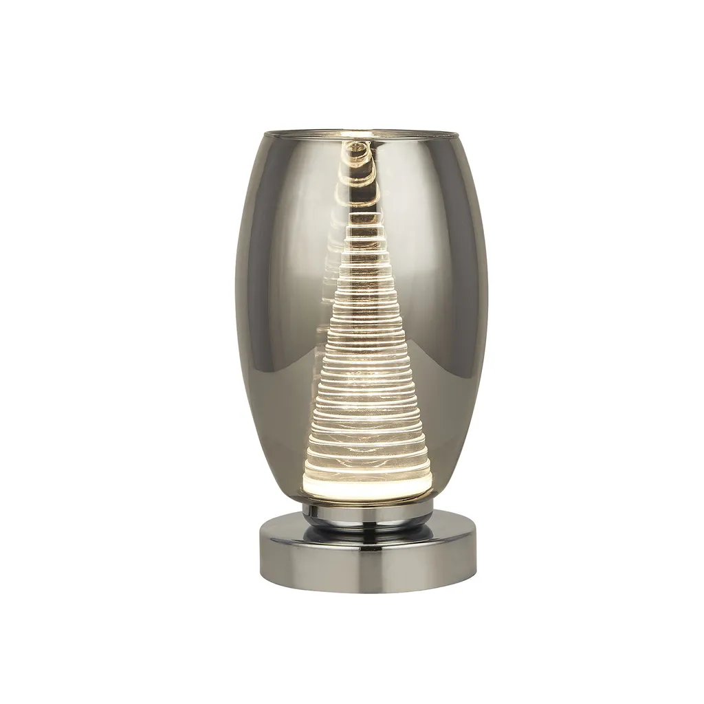 Lampe à poser CYCLONE avec finition SMOKED GLASS et socle élégant