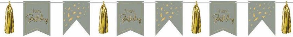Folat Geburtstags-Girlande 'Happy Birthday' Golden Dawn, 4m, mit goldenen Quasten