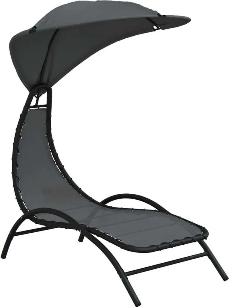 Bain de soleil design gris avec toit protecteur et structure acier vidaXL