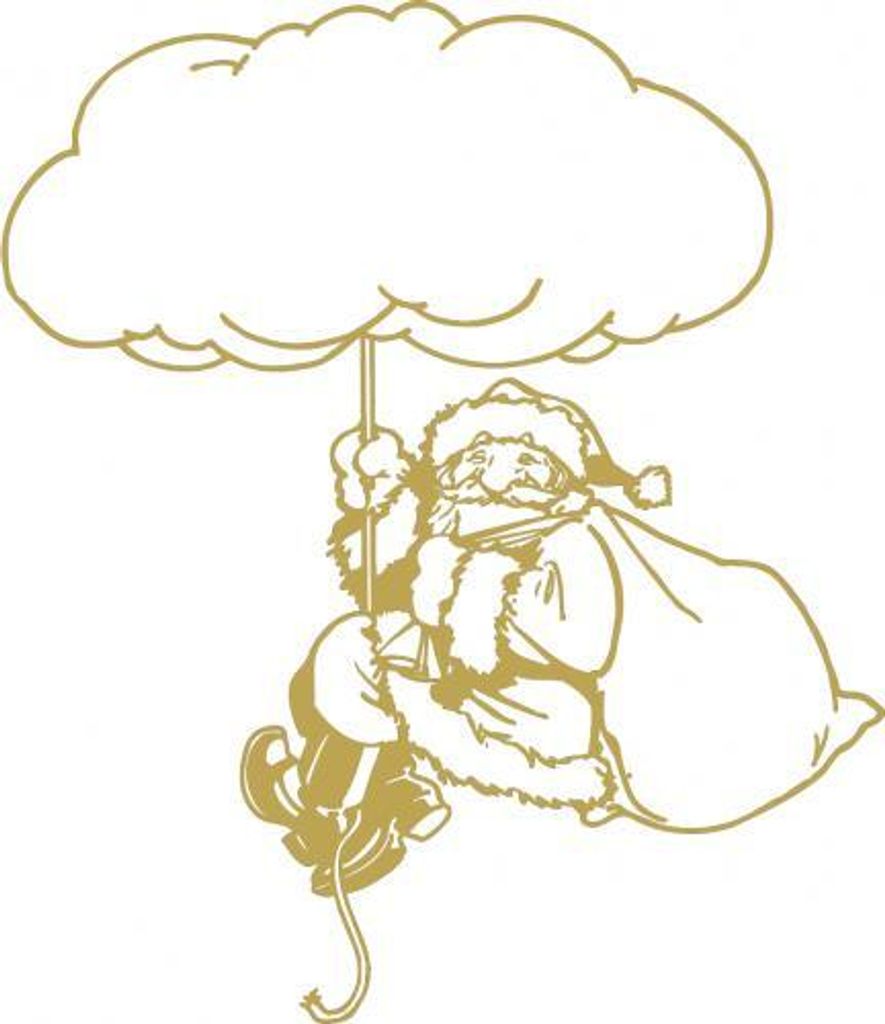 Wandtattoo Dekorfolie Weihnachtsmann WD0819 - verschiedene Farben und Größen zur Wahl Color - gold Größe - 175cm