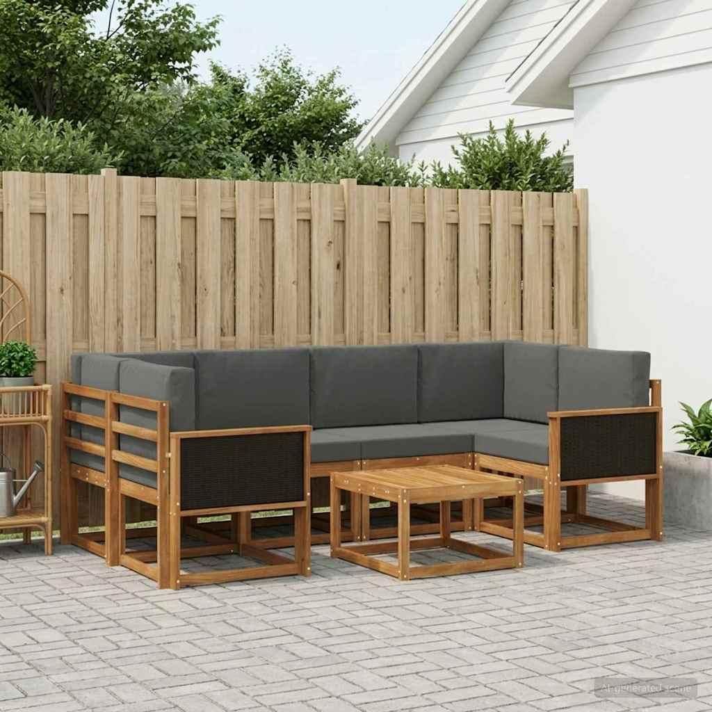 Möbel Outdoor-Sofagarnitur mit Kissen 5 pcs Natur und AnthrazitGartensofas - Gartensofas c2099