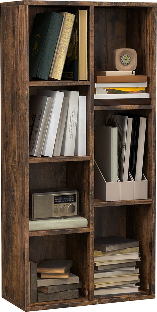 HOMCOM Bücherregal aus Holz, Bücherregal mit 7 Ablagefächern, Pflanzen, Akten für Wohnzimmer, Schlafzimmer, Büro, 50 x 24 x 106 cm, rustikales...
