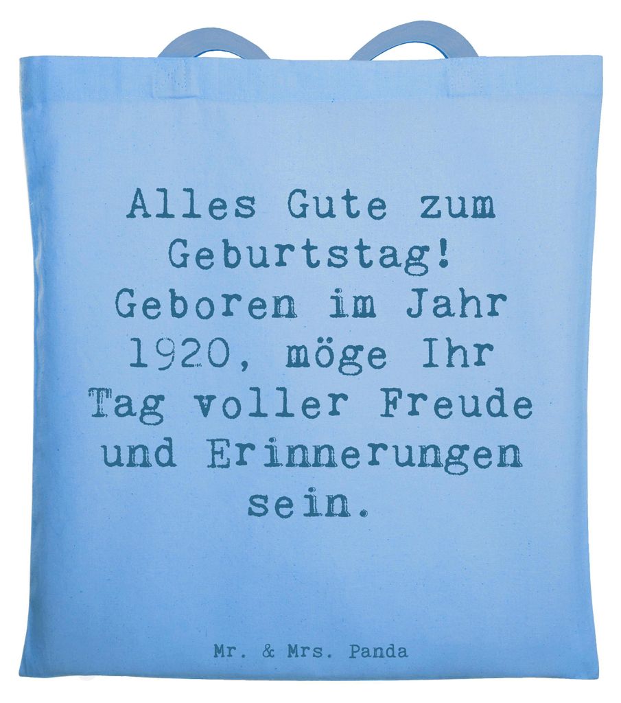 Mr. & Mrs. Panda Stoffbeutel Spruch 1920 Geburtstag - Sky Blue - Geschenk, Geburtsjahr, Schultasche, Tasche, Happy Birthday, feiern, Uni, Alter, Sh...