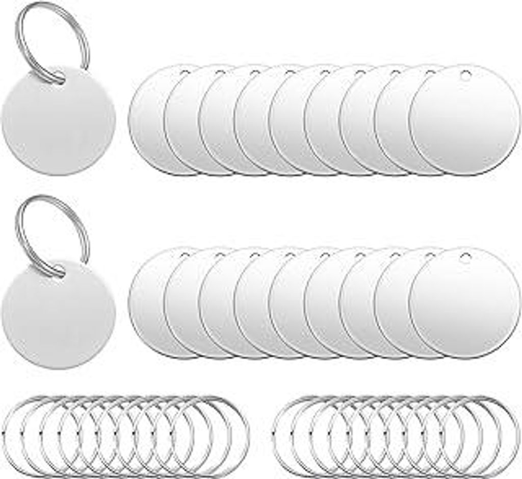 Edelstahl Anhänger Blanko 20 Stück Hundemarke Rohling Rund Gravur Edelstahl Rohlinge Dog Tags Schlüsselanhänger Beschriftbar Leere Anhänger Ta...