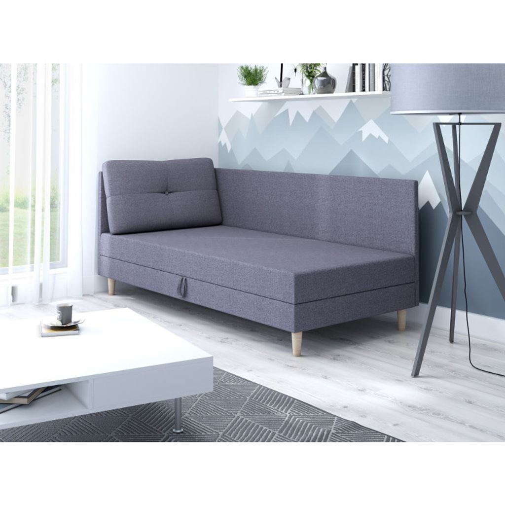 Gepolstertes Einzelbett 90x195 MENDY PLUS 2 - grau