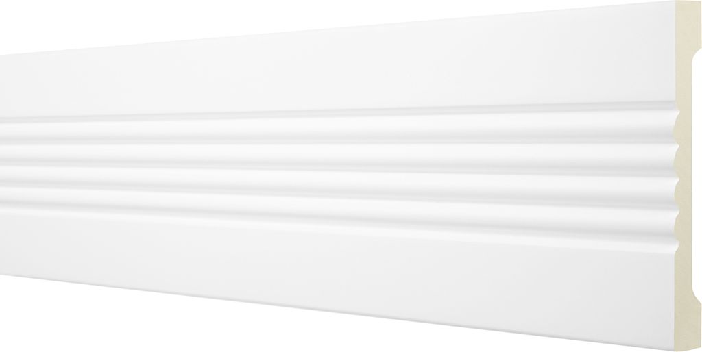 2 Meter Flachleiste 115x20mm - Stuckleiste aus Polyurethanglatt, weiß, stoßfest - AD356 Hexim Perfect Serie 1 - Zierprofil Flachprofil Wand Leist...