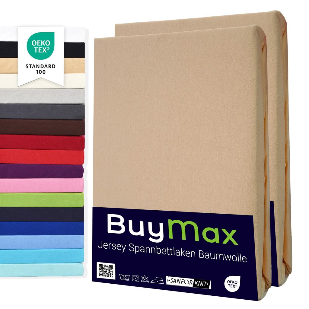Buymax Spannbettlaken 100x200cm Doppelpack 100% Baumwolle Produktbild 